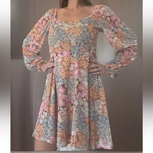 Altar'd State Women’s Boho Puff Sleeve Floral Mini Dress Size Medium